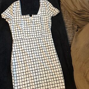 Very demure classy white dress with black pattern ✨